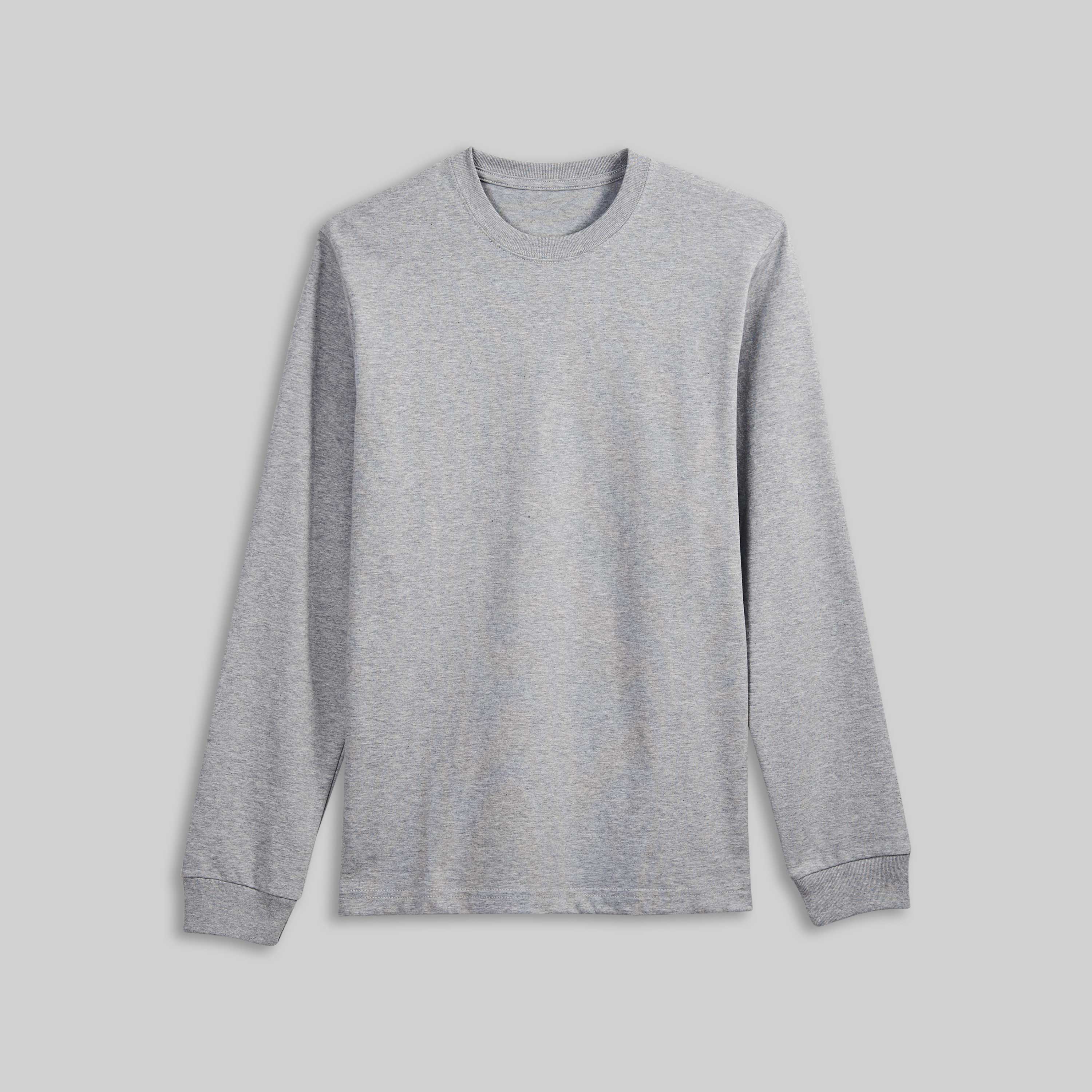 Heavyweight Long Sleeve T-shirt Heather Grey 275 GSM – House Of Blanks